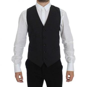 Dolce & Gabbana Gray Wool Stretch Dress Blazer Vest - IT50 | L