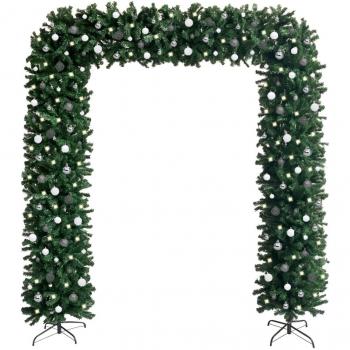 vidaXL Set de arco del árbol de Navidad con LED y bolas verde 240 cm
