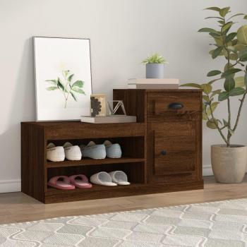 Mueble zapatero de madera contrachapada 100x42x60 cm en color blanco, gris hormigón y gris sonoma; Mueble zapatero de madera contrachapada roble marrón 100x42x60