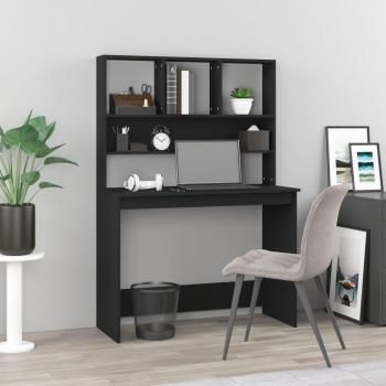 Escritorio con estante negro 102x45x148 cm de madera contrachapada