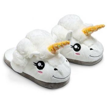 Fisura HM0236 Zapatillas Unicornio Blanco Sleepers Casa Peluche Blanco y Dorado talla única hasta 28.5 cm