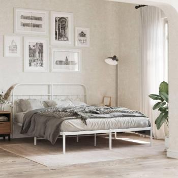 Cama de metal blanca con cabecero 140x190 cm