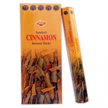 Incienso Canela Sac - Caja Completa con 6 tubos hexagonales de incienso, cada tubo contiene 20 varillas, ideal para aromaterapia, meditación, relajación y yoga, con un aroma agradable y esot