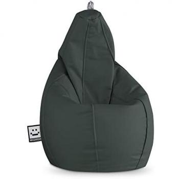 Puff Pera XL Polipiel Gris Happers - Cómodo, Ligero y Resistente