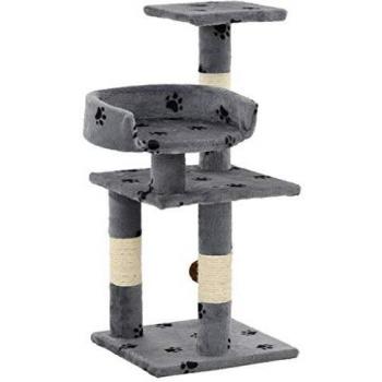 vidaXL Rascador para Gatos con Postes de Sisal 65cm Huellas Grises Mascotas