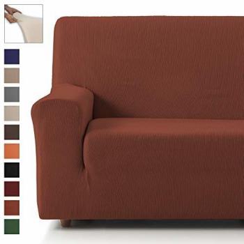 Eiffel Textile Funda Sofa Elastica Protector Adaptable Rústica Sofá, Teja, 2 Plazas