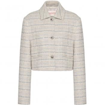 Valentino Women's White Tweed Short Jacket with Embellished Buttons - Size XS