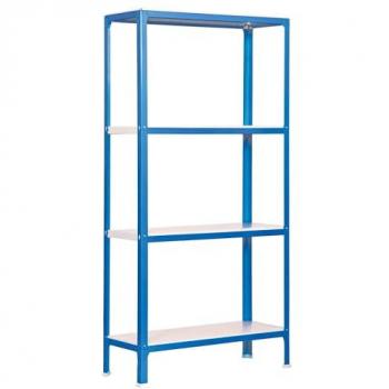 Estantería Simonrack CLICK MINI 4/400 Azul/Blanco, sin tornillos, dimensiones 1600x800x400 mm, capacidad de carga 150 Kgs, estilo industrial, metálica
