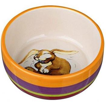 TRIXIE Comedero Cerámica conejos, 250 ml/ø11 cm, Colores-Crema, Pequeños Mamíferos