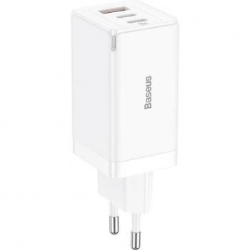Baseus GaN5 Pro 3 Cargador de Pared Carga Rápida 65W Blanco