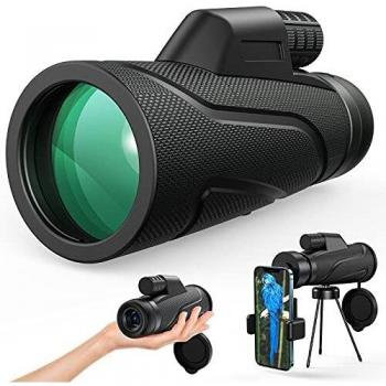 Gafild Monocular, 12 x 50 HD Monocular Impermeable monoculo telescopio portatil para Viajes de Caza, Juego de Pelota, Concierto con Adaptador de Soporte para Smartphone y trípode
