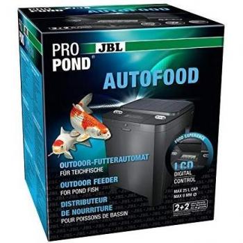 Distributore automático de alimentación solar JBL ProPond Autofood para carpas koi y otros peces de estanque, resistente a la intemperie, 37,5 x 37,5 x 46,2 cm