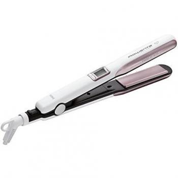 Rowenta Premium Care Liss & Curl SF7660 - Plancha de pelo con función alisadora y rizadora, recubrimiento de cashmere Keratin con aceite de argán, generador de iones, protección cabello