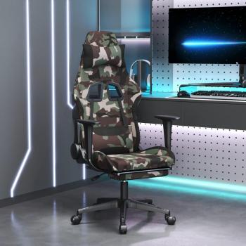 Massage Gaming Chair with Footrest in Black and Camouflage Fabric