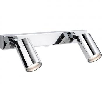 Foco Pinnacle Chrome 2 bombillas 11,5cm - Barra de 2 focos de luz Cromado Pulido IP44