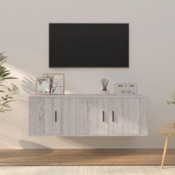 Set de muebles de TV 2 piezas madera contrachapada gris Sonoma vidaXL