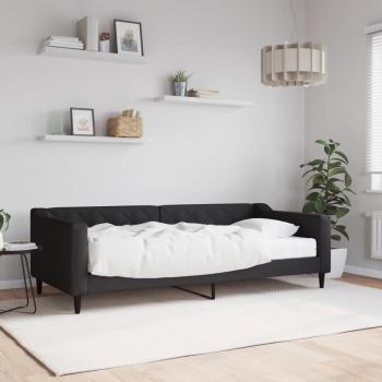 Sofá cama con colchón de tela negro 90x200 cm