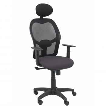 Silla de Oficina con Cabecero Alocén Malla Negra Asiento Bali Gris Oscuro