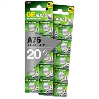 GP Batteries - Pack de 20 Pilas LR44 alcalinas de botón LR44 / A76 / AG13 / 357 / GP76A / SR44W 1,5V | Ideales para Relojes, calculadoras, Juguetes, linternas, Luces nocturnas, etc