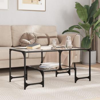 Juego de Mesas de Centro con Tapa de Vidrio Transparente 2 Piezas 98,5x50x45 cm Acero