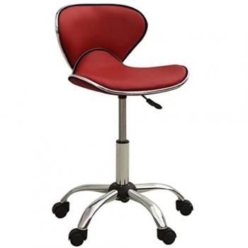 Silla de oficina de cuero sintético rojo vino tinto