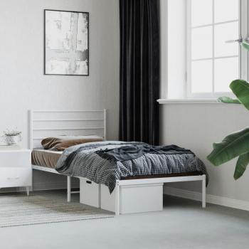 Cama de sol sin materia con cabecero metal blanco 75x190 cm Vidaxl