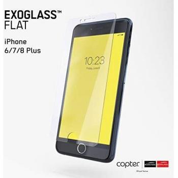 Copter Exoglass Flat Screen Protector Compatible with iPhone 6 Plus, iPhone 6S Plus, iPhone 7 Plus, iPhone 8 Plus, Case-Friendly, Double Ion-Tempered Glass, Fully Protective, Self-Healing Technology