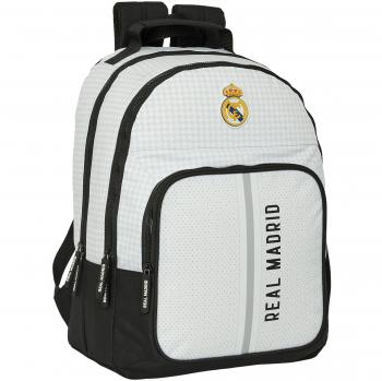 Mochila Escolar Grande Real Madrid Primera Equipación 24/25 - Mochila Escolar Adaptable a Carro Portamochilas Real Madrid Primera Equipación - Mochila Juvenil Real Madrid Tercera Equipación Tres Compartimentos - Safta