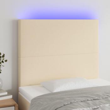 Cabecero de tela con luces LED 80x5x128 cm color crema