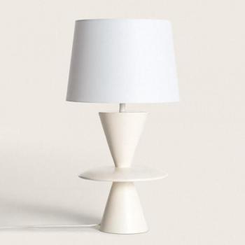Lámpara de Mesa de Resina Wismar - Diseño Único y Elegante en Blanco Roto - Decoración para Salón, Habitación y Dormitorio