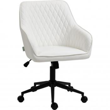 Vinsetto Silla de Oficina Ergonómica Giratoria y Basculante de Cuero PU con Altura Ajustable 59x60x90-100 cm Blanco