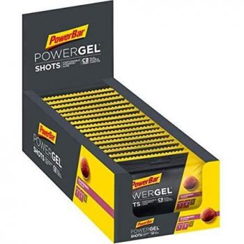 PowerBar PowerGel Shots Raspberry 16x60g - Gomas de Alta Energía de Carbono + C2MAX Magnesio y Sodio