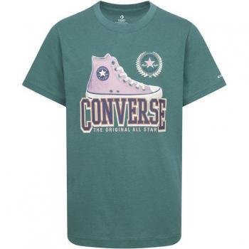 Camiseta de Manga Corta Converse Script Sneaker Gfx para Niño Color Verde