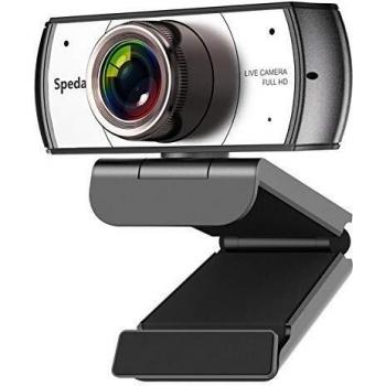 Spedal Cámara Web Gran Angular 120 Grados Webcam 1080P Full HD con Micrófono Estéreo USB Webcam para PC Video Chat y Grabación Compatible con Windows Mac Plug and Play
