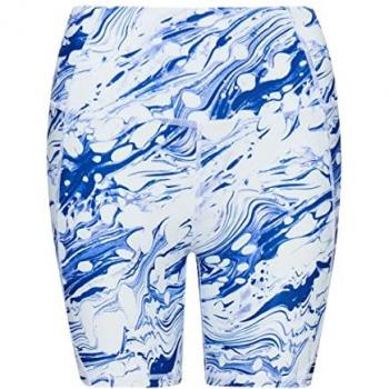 Superdry Mallas Cortas Core 6inch Tight, Pantalones Cortos para Mujer, Color Marble Azul, Talla XS