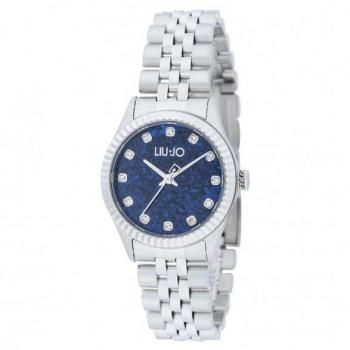 Reloj de mujer LIU JO TLJ2313, con caja de acero inoxidable, correa de acero, esfera plateada con cristales decorativos, resistente al agua hasta 30 metros, movimiento de cuarzo y diseño elegante