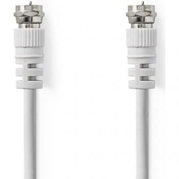 Cable de Satélite/Antenna F-Macho a F-Macho 10m Doble Apantallado 75 Ohm Blanco PVC