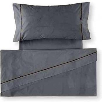 Es-Tela - Juego de sábanas liso con biés, color perla, cama de 150 cm