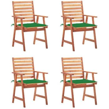 Outdoor Dining Chair Set with Cushions - 4 pcs Solid Acacia Wood