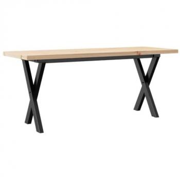 Mesa centro marco X madera maciza pino y acero 110x40x45,5 cm