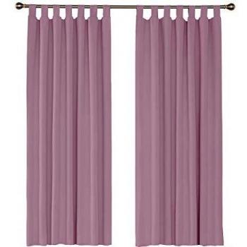 Amazon Brand - Umi Cortinas Opacas de Salon Termicas Aisantes para Ventana Dormitorio Moderno con Trabillas 2 Piezas 140 x 175 cm Rosa Claro