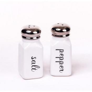 Classic Vintage Style Black and White Ceramic Salt & Pepper Shaker Set by 180D