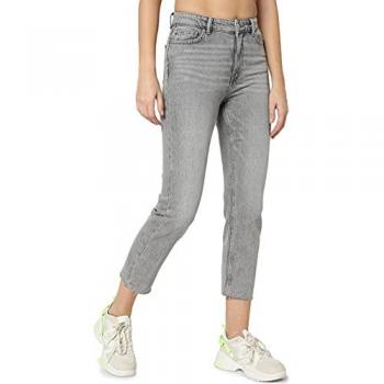 Only Emily High Waist Slim Fit Crop Jeans - Grey Denim W33 L32
