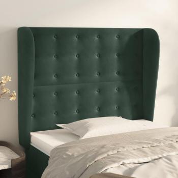 Cabecero con orejas de terciopelo verde oscuro 103x23x118/128cm Vidaxl