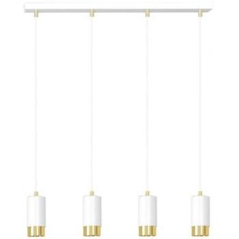 Lámpara de Suspensión Fumiko, Acero Blanco y Oro, 60x100x6 cm