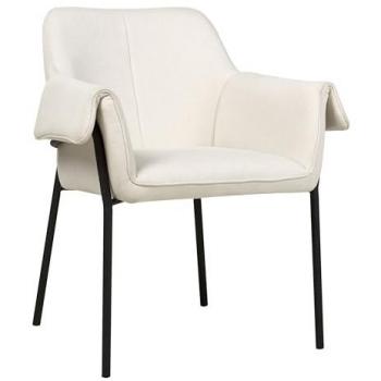 Sillón Arla Moderno en Tela Crema con Respaldo y Patas Negras
