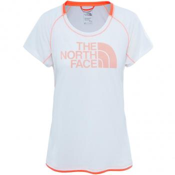North Face W Flight BTN SS Camiseta, Mujer, TNF White/Fiery Coral, L
