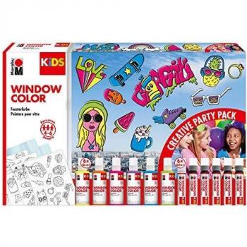 Set de Pintura para Ventanas Marabu KiDS XL, 6 x 25ml + 6 x 80ml - Pack Fiesta