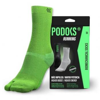 Calcetín Running Podoks H5 Verde Puro - Calcetines Biomecánicos para Runners, Unisex, Almohadillas Protectoras para Fascitis Plantar, Mejora el Rendimiento en Carrera, Diseño por Podólogos