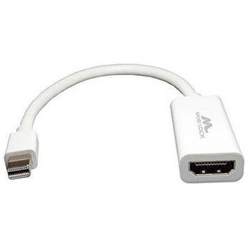 Adaptador de Thunderbolt / DisplayPort a HDMI | Compatible para reflejar su pantalla y la de su PC en su monitor y proyector | 20cm, cable blanco chapado en oro | NO FUNCIONA con smartphones Mobi Lock